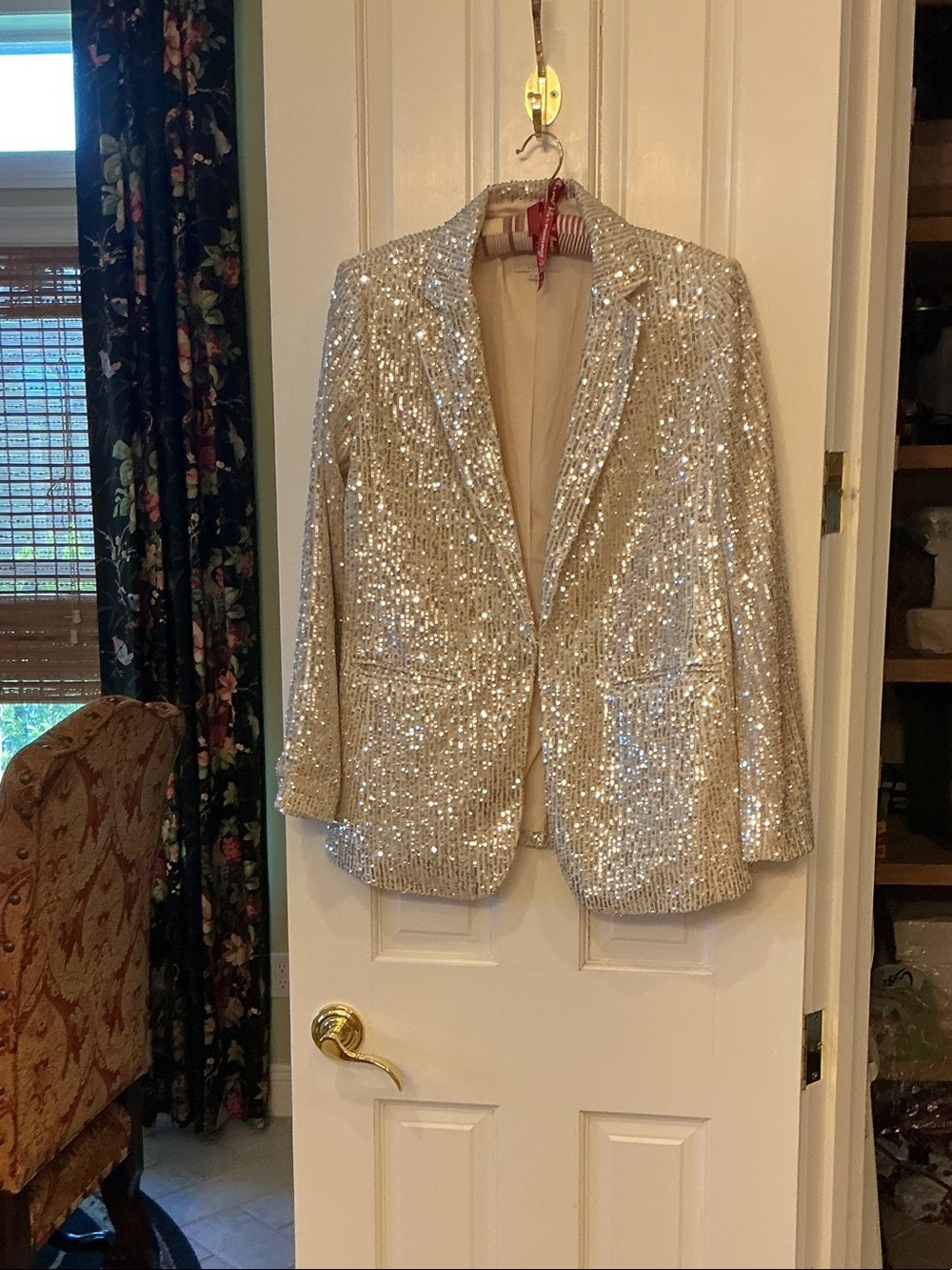 LOFT Silver Sequin Blazer Jacket